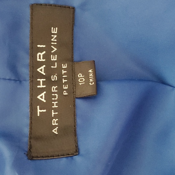 TAHARI Arthur S. Levine Blue Faux Suede Blazer Jacket Womens Size 10P - Picture 5 of 8